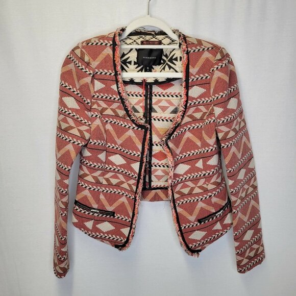 Maison Scotch Jackets & Blazers - Maison Scotch Women's Size 3 Jacket Open Front Orange Red Padded Shoulders
